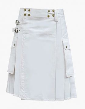 Classic White Utility Kilt- Front Image
