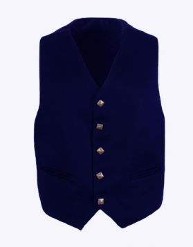 Custom Barathea Wool Navy Blue Argyle Kilt Vest 