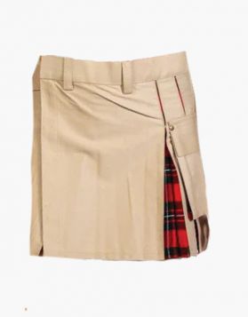 Female Khaki and Macgregor Tartan Mini Hybrid Kilt - Front Image
