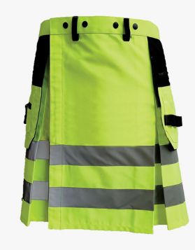 Fluorescent Green with Black Firefighter Utility Kilt - Front Image