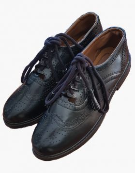 Ghillie Brogue Black Leather Kilt Shoes - Front Image