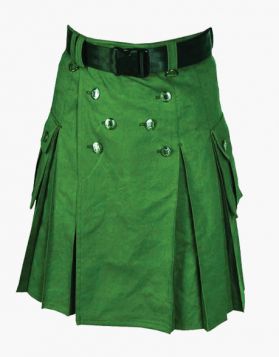  Green Utility Kilt with Studded Apron- front Image