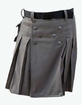 Grey Classic Utility Kilt with Pocket 