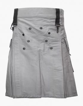 Grey Utility Kilt with Nylon Belt Loops - Front Image 