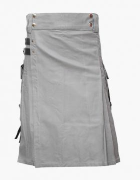Grey Utility Kilt with Nylon Straps- Front Image