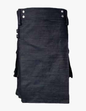 Handmade Black Denim Kilt- Front Image