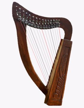 Handmade Irish Celtic 15 String Lyre Harp- left Side