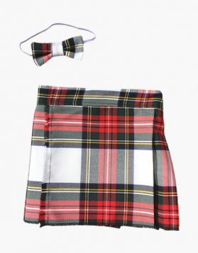 Handmade Kids Dress Stewart Tartan Kilt and Bow Tie