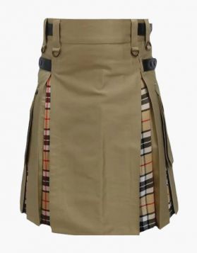 Khaki and Camel Thomson Hybrid kilt- Front Image
