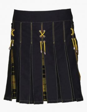 Ladies Black and Macleod of Lewis Hybrid Kilt -Front Image