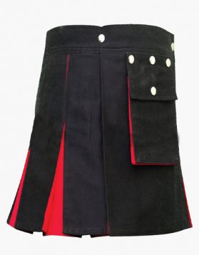 Ladies Black and Red Hybrid Mini Kilt 