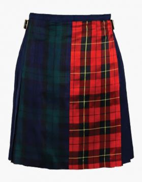 Ladies Black Watch with Wallace Tartan Hybrid Kilt