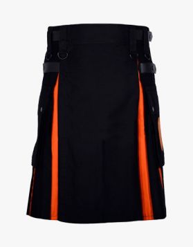 Lautreamont Black and Orange Hybrid Kilt- Front Image