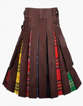 Lautreamont Brown LGBTQ Pride Hybrid Kilt with Pockets