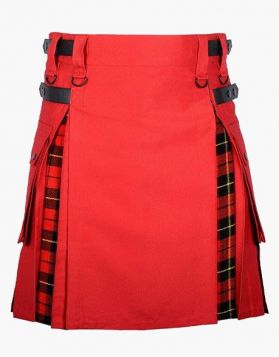 Lautreamont Red and Wallace Tartan Hybrid Kilt- Front Image