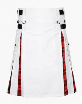 Lautremont White and Wallace Tartan Hybrid Kilt- Front Image