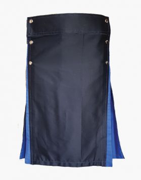 Mens Black and Blue Hybrid Utility Kilt- Front Image