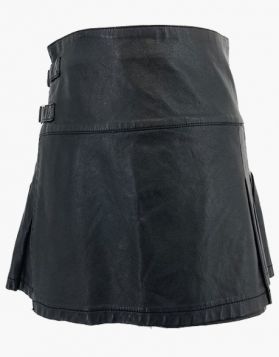  Mens Black Mini Leather Kilt 