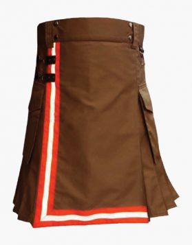 Men's Brown FireFighter Kilt- Front Image