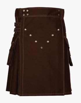 Men's Brown Victory Utility Kilt with Studs- Front Image