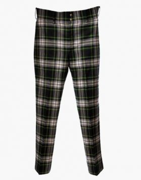 Black Stewart Tartan Trousers - Front Image 