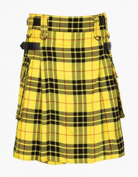 Mens Macleod of Lewis Tartan Utility Kilt with Leather Straps