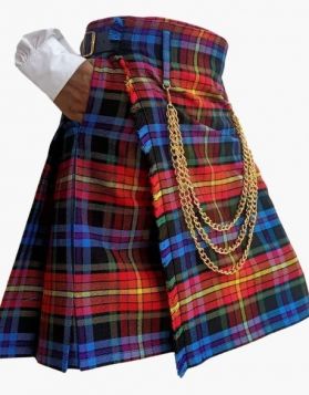Stylish Ramsay Blue Tartan Utility Kilt - Front Image