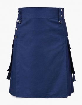 Men's Navy Blue Fashion Utility Kilt- Front Image
