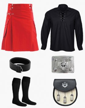 Mens Red Cargo Kilt Packages