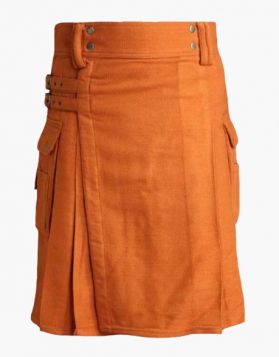 Men's Saffron Tartan Utility Kilt- Front Image