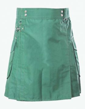 Men's Sea Green Utility Kilt with Cargo Pockets- front Image