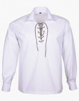 Men's White Jacobite Ghillie Kilt Shirt- Front Image