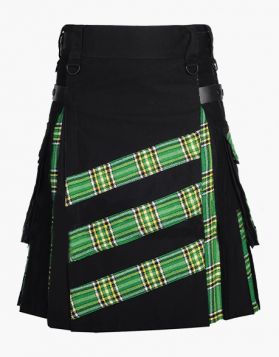 Modern Black and Irish Green Tartan Hybrid Kilt