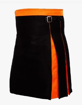 Modern Black and Orange Hybrid Kilt- Left Side Image