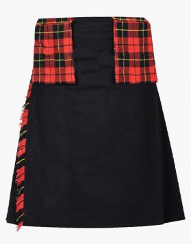 Modern Black with Wallace Tartan Kilt with Pockets