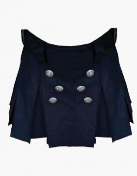 Modern Blue Short Kilt with Decorated Apron