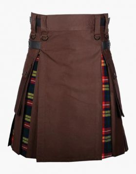 
Modern Brown and Buchanan Tartan Hybrid Kilt- Front Image