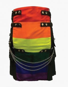 Modern Gothic Rainbow Hybrid Kilt with Chains