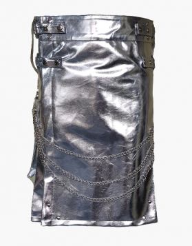 Modern Metallic Silver Gothic Utility Kilt