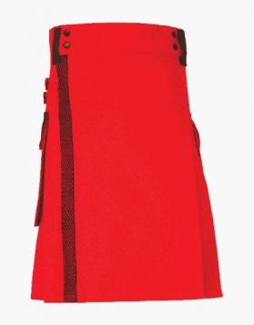 Modern Red Utility Kilt with Black Net Style