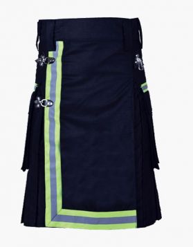 Navy Blue Firefighter Kilt with Fish Hock - Front Image