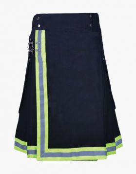 Navy Blue High Visible Reflective Firefighter Kilt- Front Image