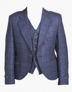 Navy Blue Tweed Argyll Kilt Jacket