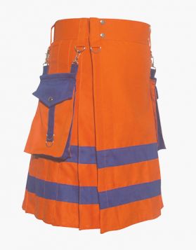 Orange and Blue Two-Tone Utility Kilt- Front Image