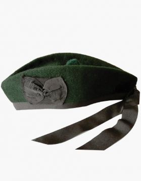 Pure Wool Highland Dark Green Glengarry Hat