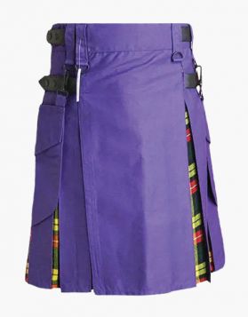 Purple and Buchanan Tartan Hybrid Kilt- Front Image