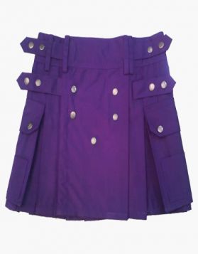 Purple Short Skirt Utility Kilt with Studded Apron- Front Image