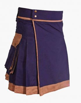 Purple Utility Kilt with Brown Piping Style