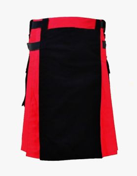 Red and Black Two-Tone Utility Kilt - Front Image 