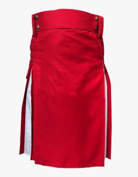 Red and White Hybrid Kilt- Front Image